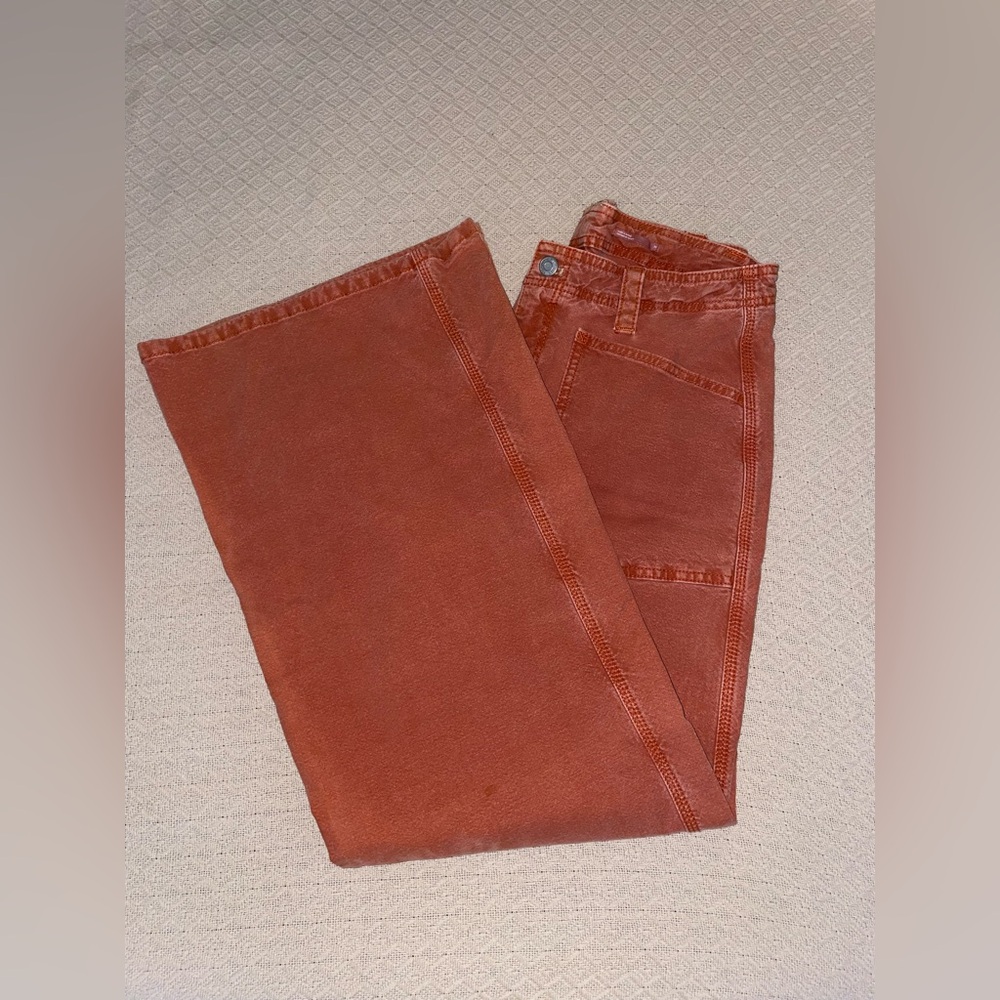 Anthropologie Pilcro Orange Rust The Carpenter Wide Leg Pants Size 30 - Picture 6 of 10